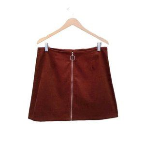 Full Circle Trends SIZE L Casual Fall Zipper‎ Front Mini Skirt Velvet